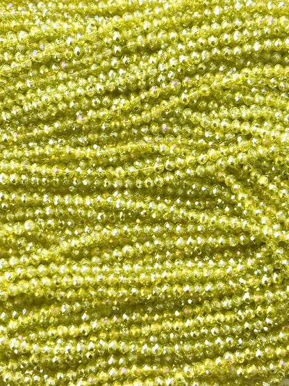 Lime Green Rondelle Crystal Beads 4MM