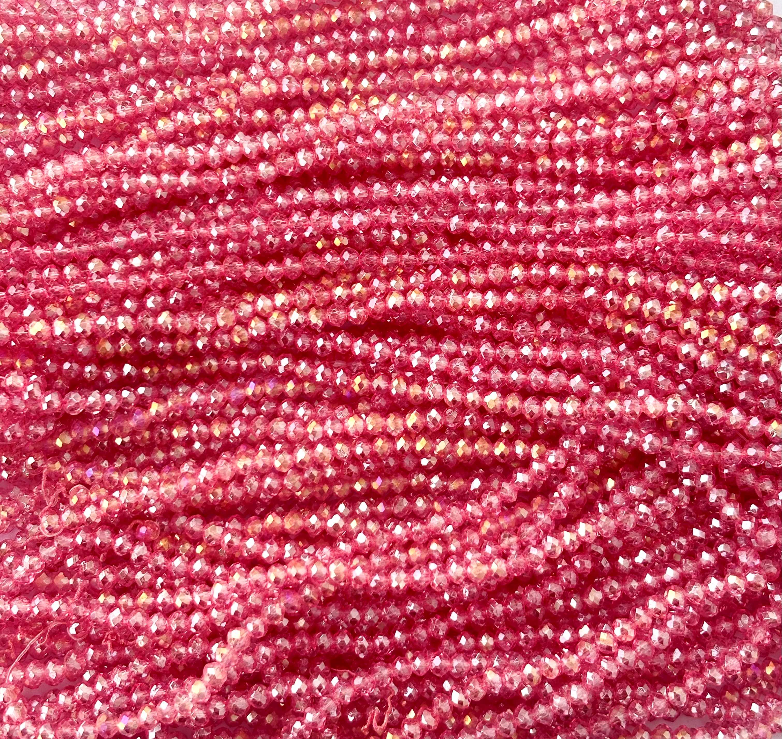 Watermelon Pink Rondelle Crystal Beads 4MM