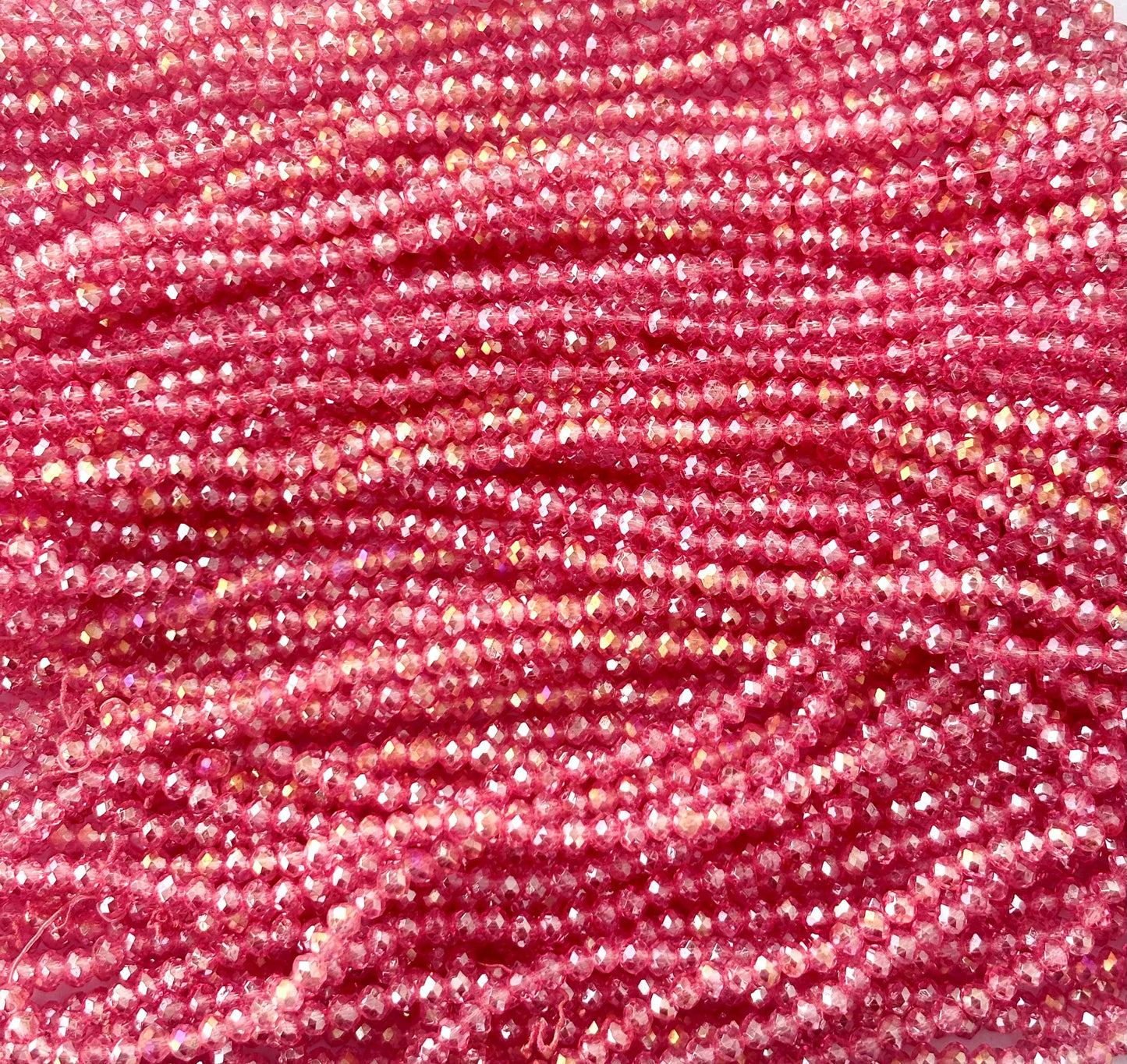 Watermelon Pink Rondelle Crystal Beads 4MM