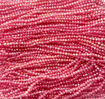 Watermelon Pink Rondelle Crystal Beads 4MM