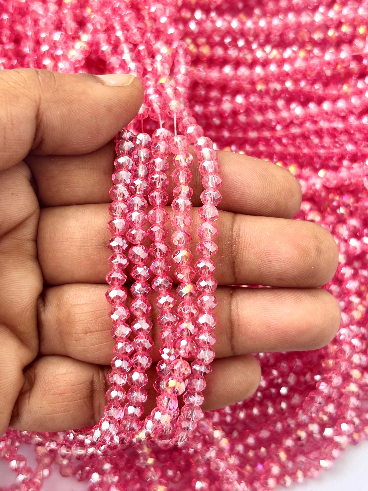 Watermelon Pink Rondelle Crystal Beads 4MM