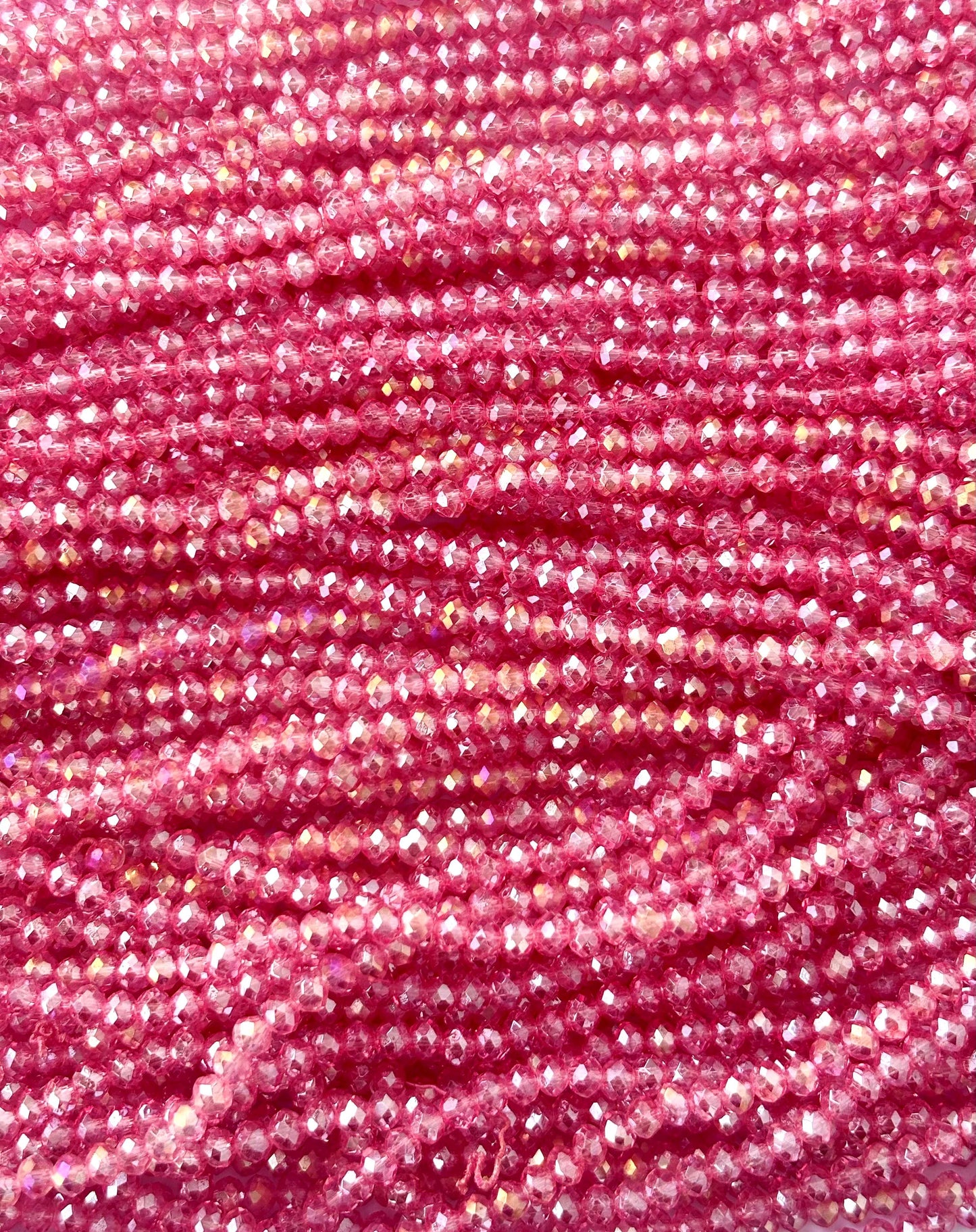Watermelon Pink Rondelle Crystal Beads 4MM