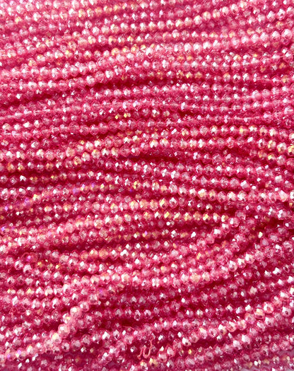 Watermelon Pink Rondelle Crystal Beads 4MM