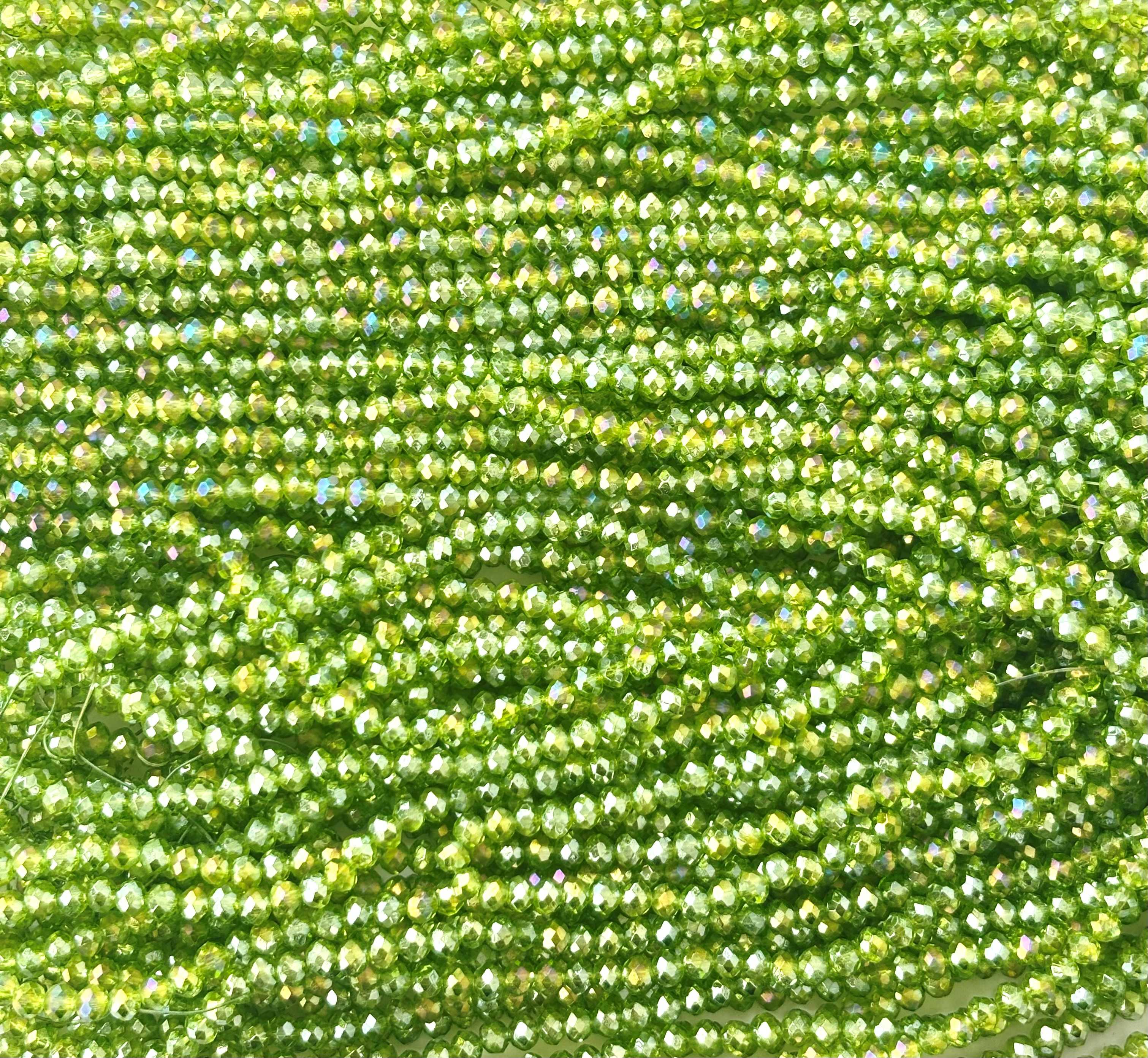 Peridot Green Rondelle Crystal Beads 4MM