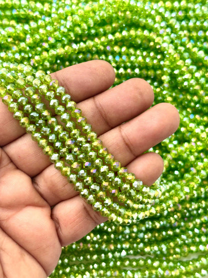 Peridot Green Rondelle Crystal Beads 4MM