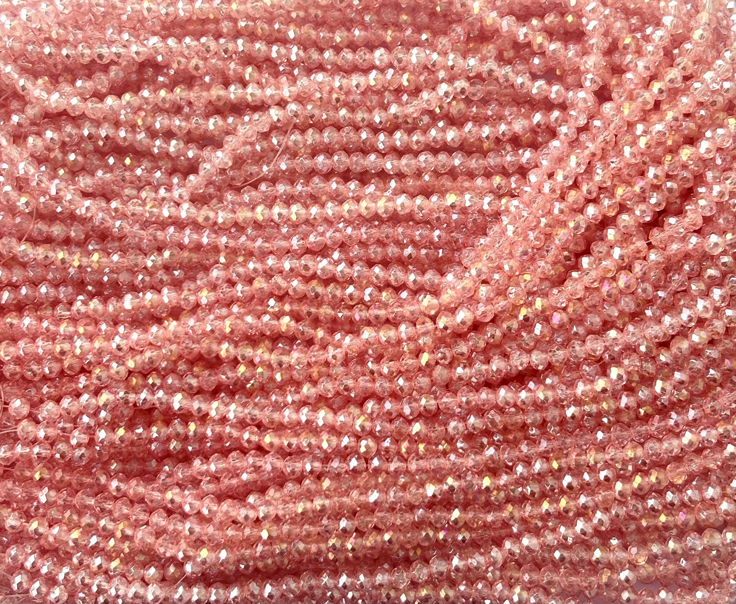 Light Peach Pink Rondelle Crystal Beads 4MM