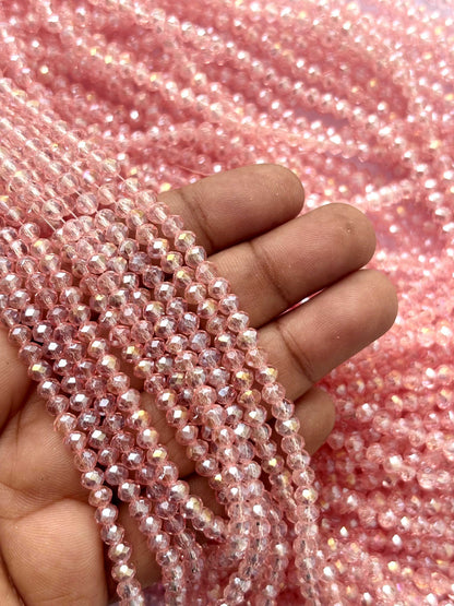 Light Peach Pink Rondelle Crystal Beads 4MM