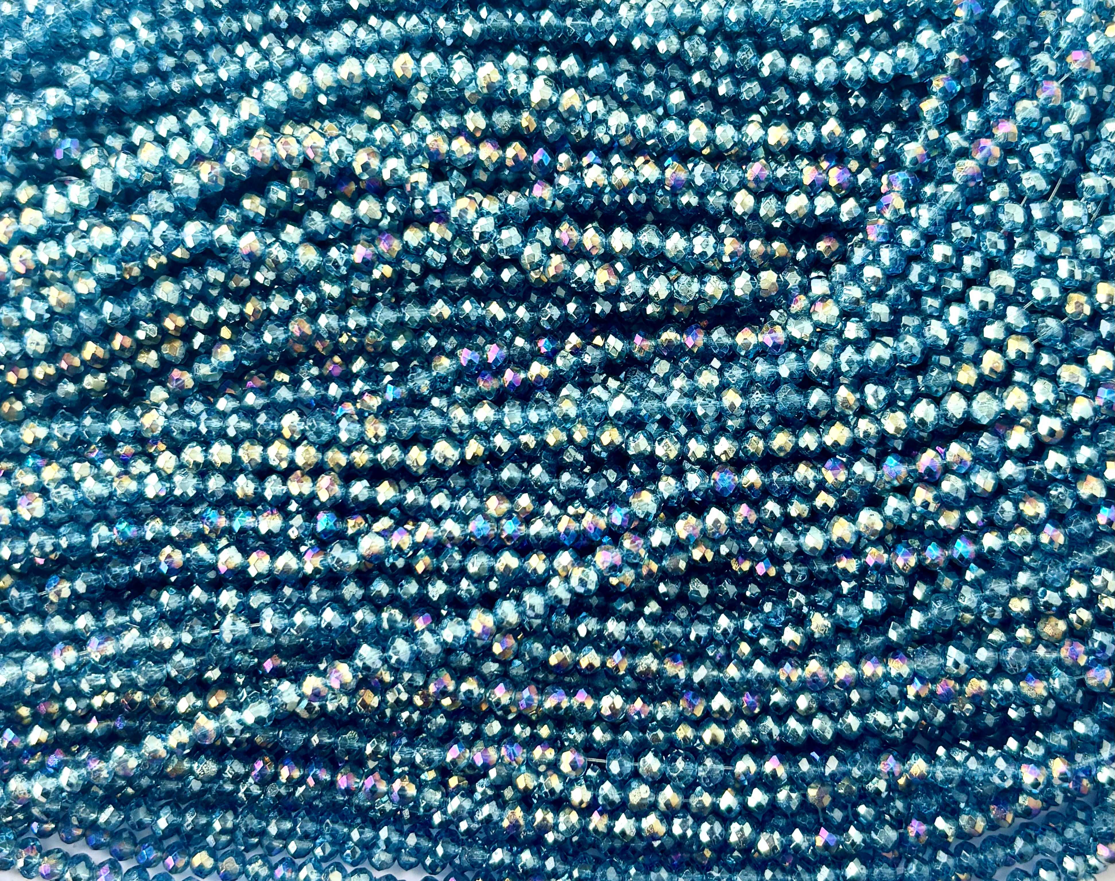 Steel Blue Rondelle Crystal Beads 4MM