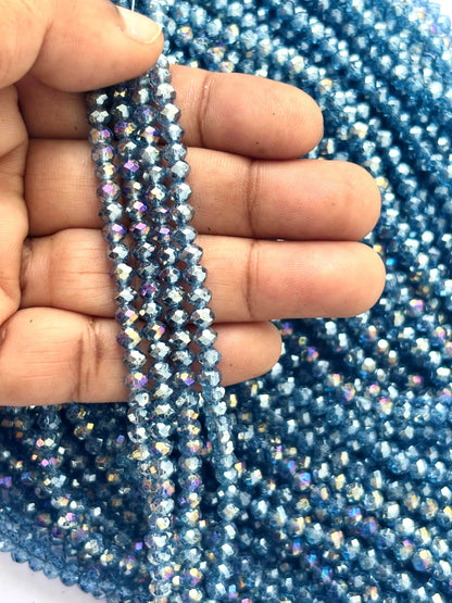 Steel Blue Rondelle Crystal Beads 4MM