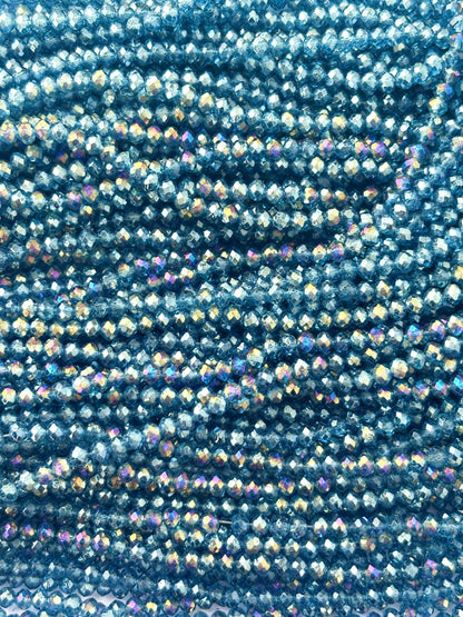 Steel Blue Rondelle Crystal Beads 4MM