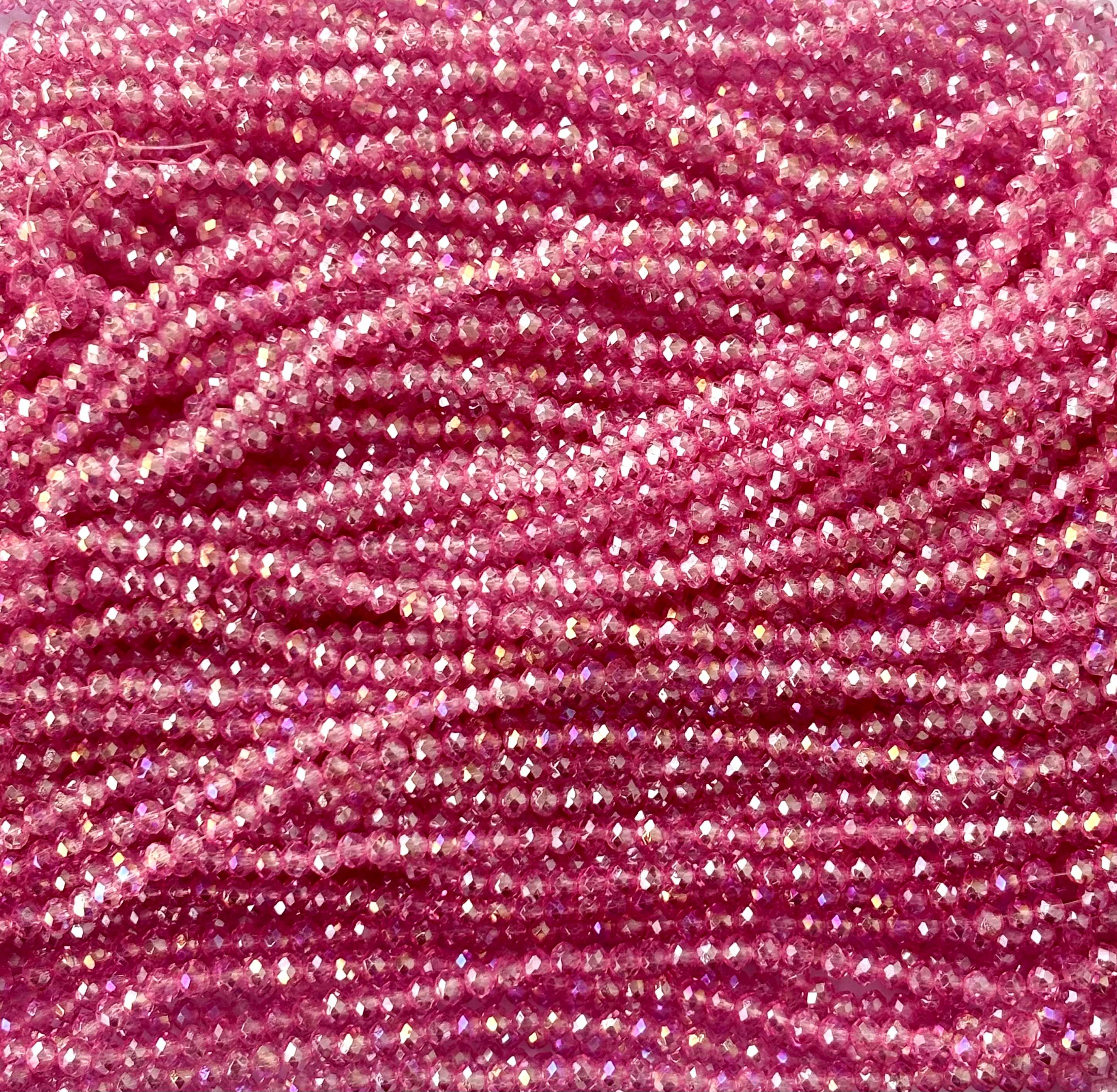 Hot Pink Rondelle Crystal Beads 4MM