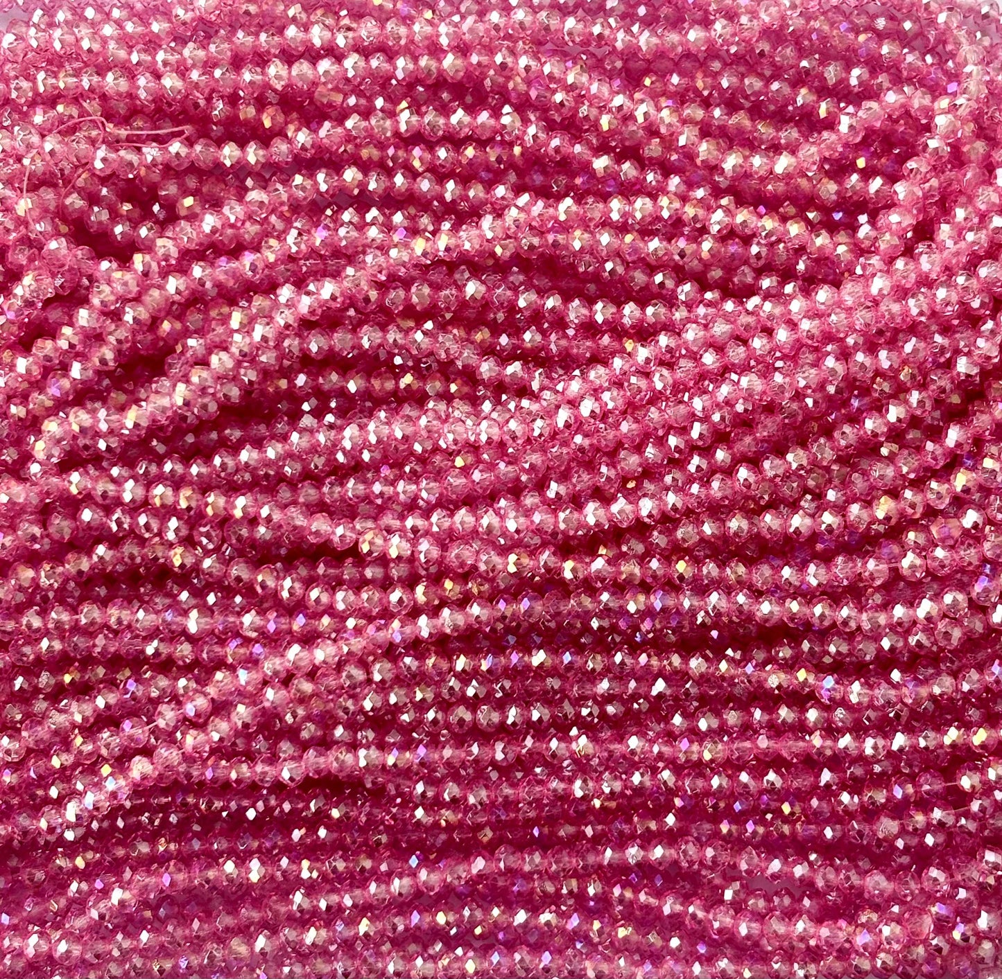 Hot Pink Rondelle Crystal Beads 4MM