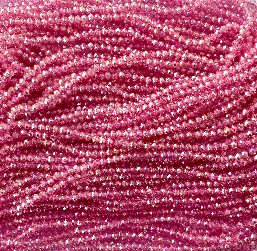 Hot Pink Rondelle Crystal Beads 4MM