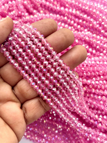 Hot Pink Rondelle Crystal Beads 4MM