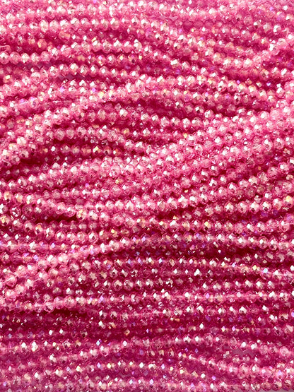 Hot Pink Rondelle Crystal Beads 4MM