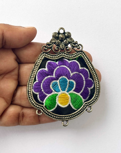 Floral Embroidered Statement Pendant