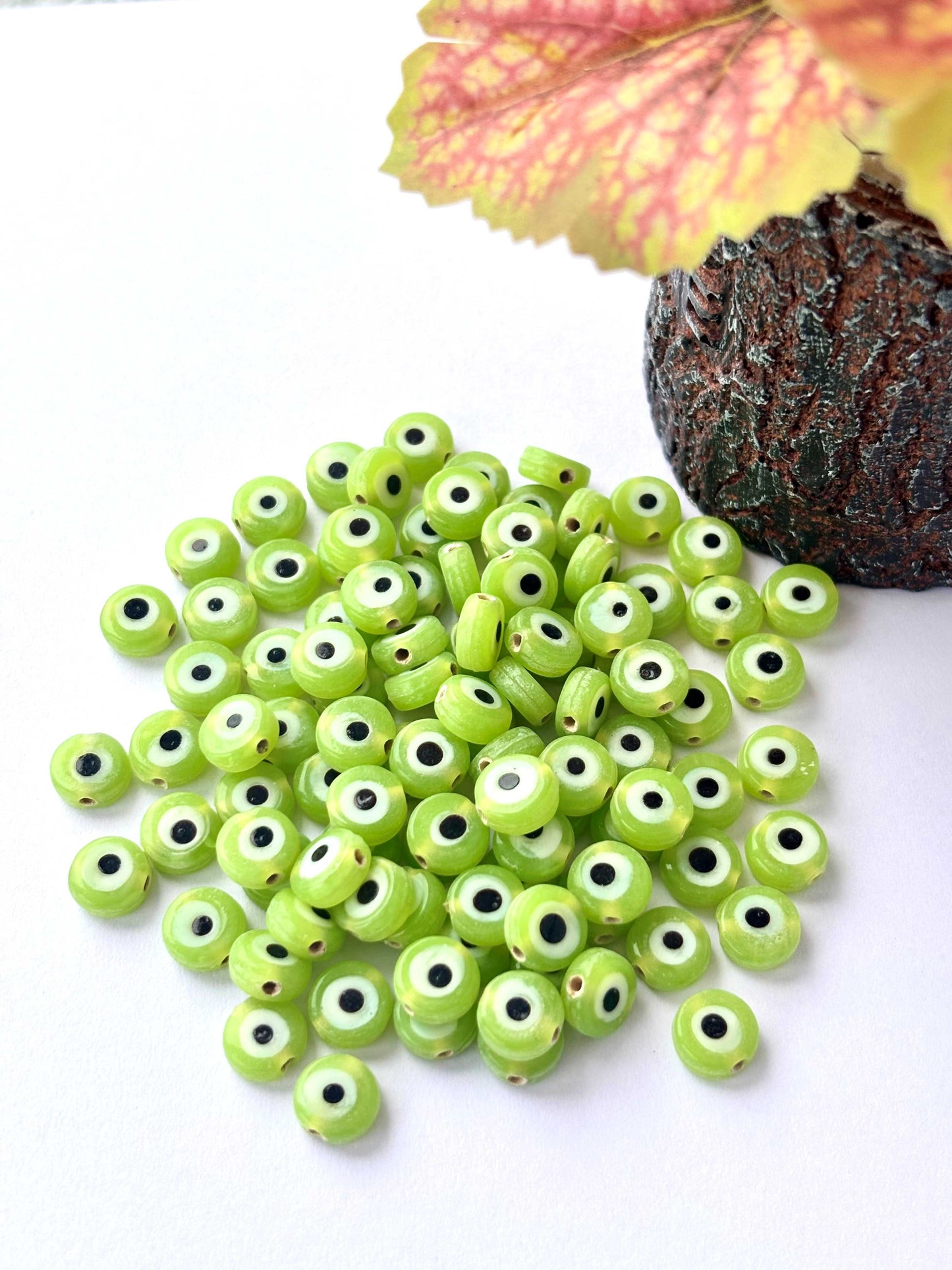 Light Green Glass Evil Eye Beads