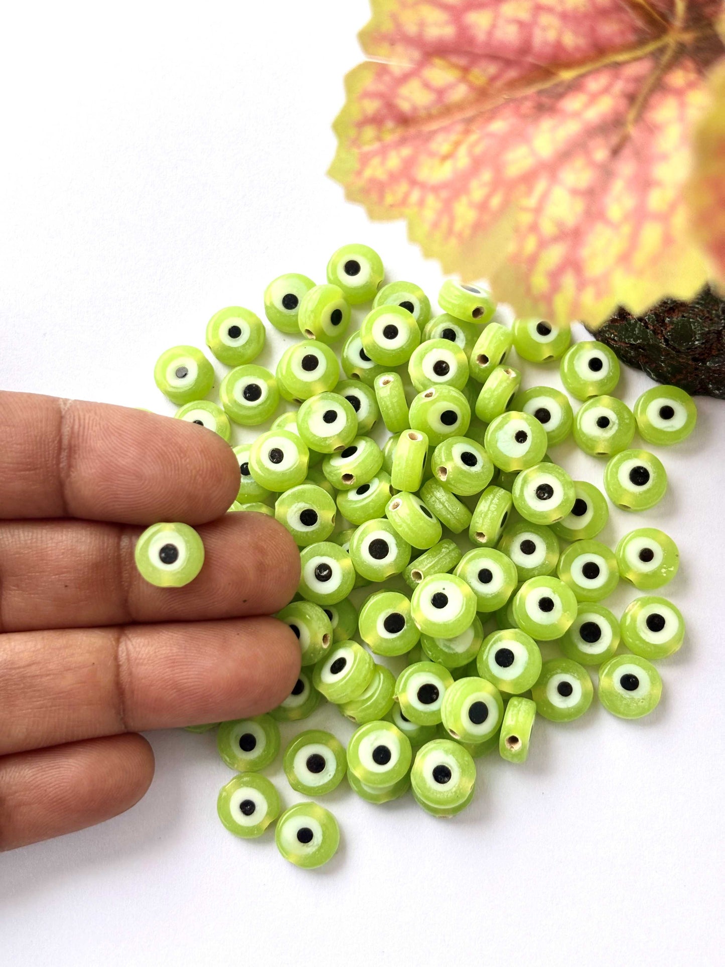 Light Green Glass Evil Eye Beads