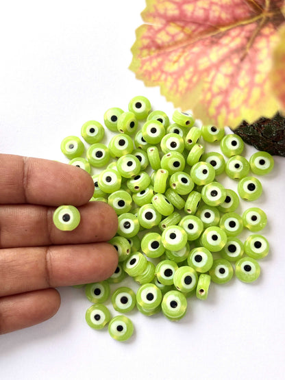 Light Green Glass Evil Eye Beads