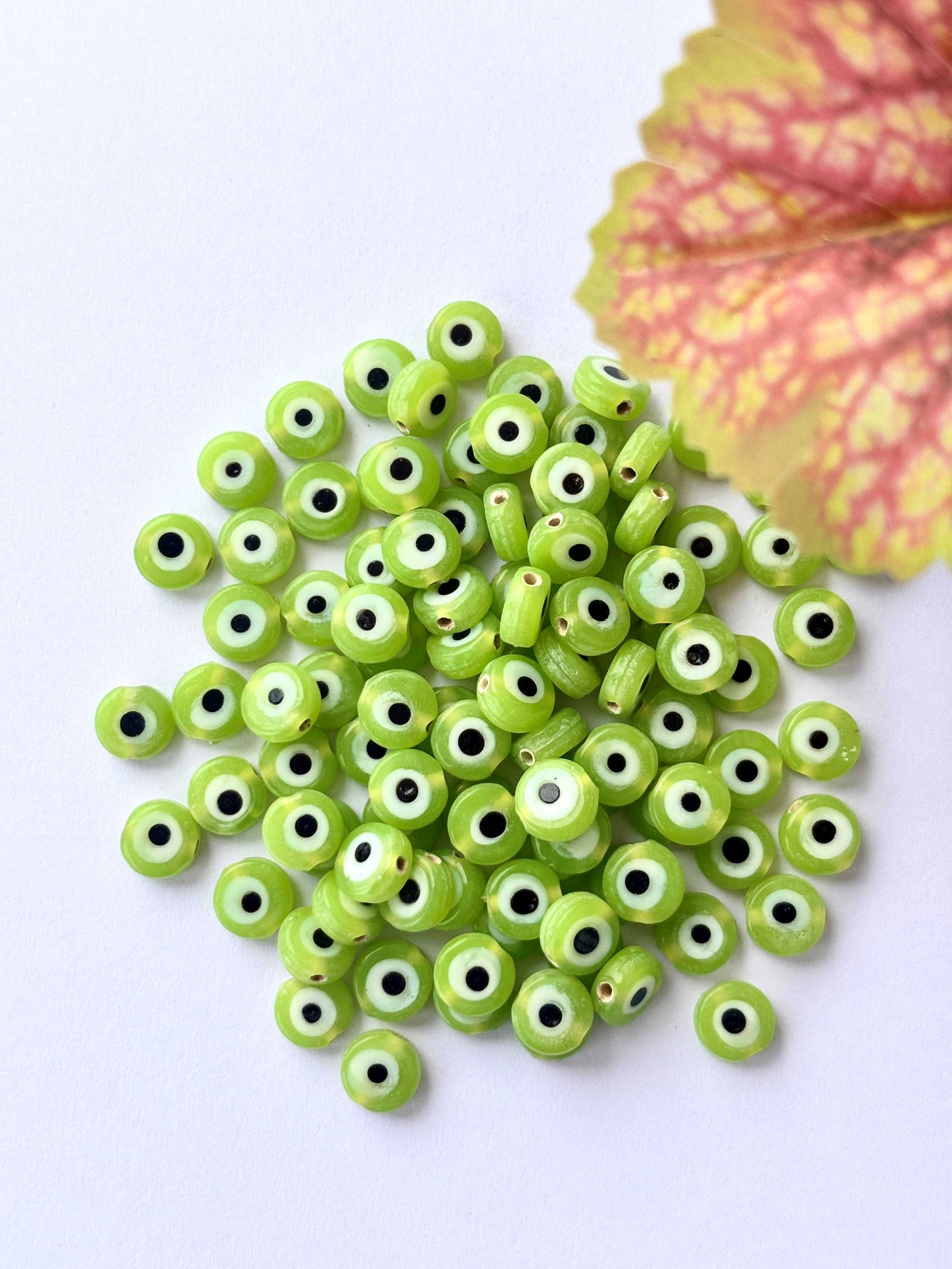 Light Green Glass Evil Eye Beads