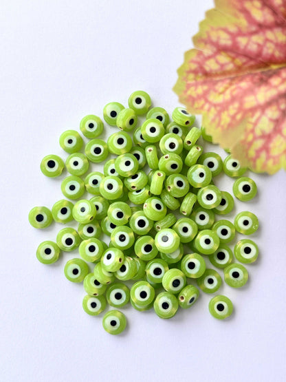 Light Green Glass Evil Eye Beads
