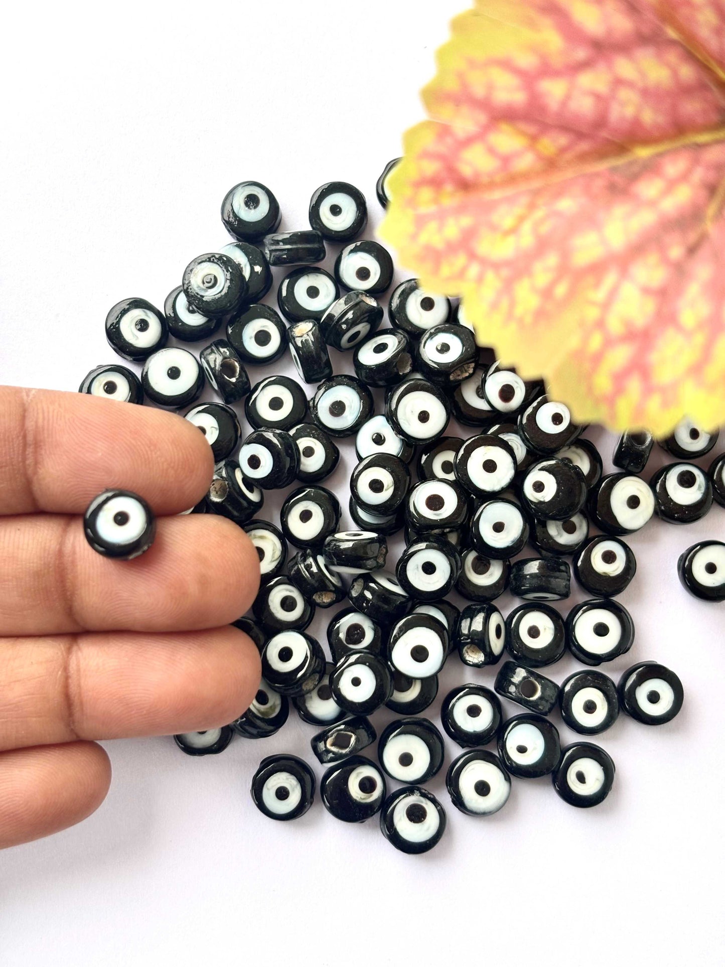Black Glass Evil Eye Beads