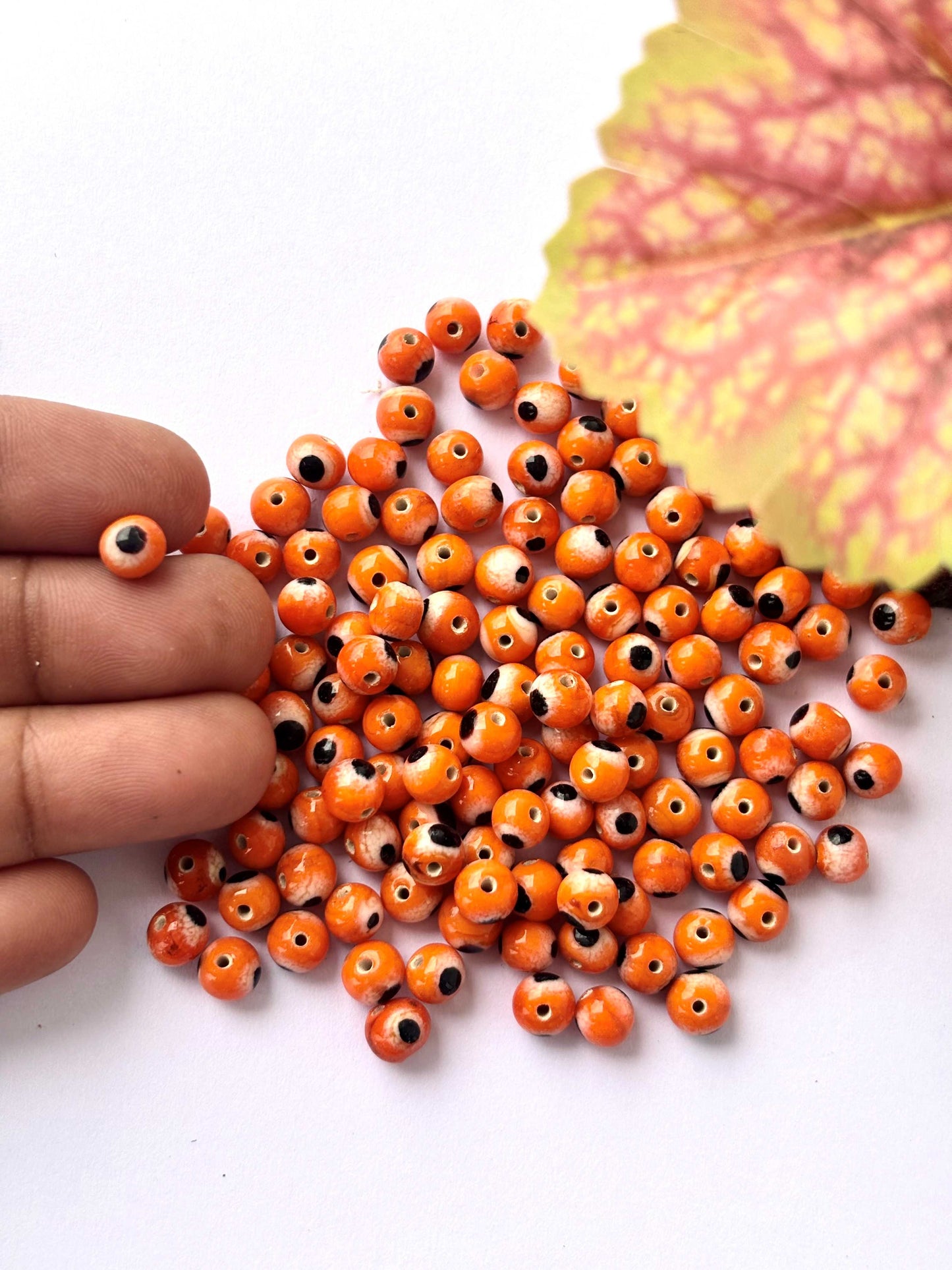 Orange Glass Evil Eye Beads
