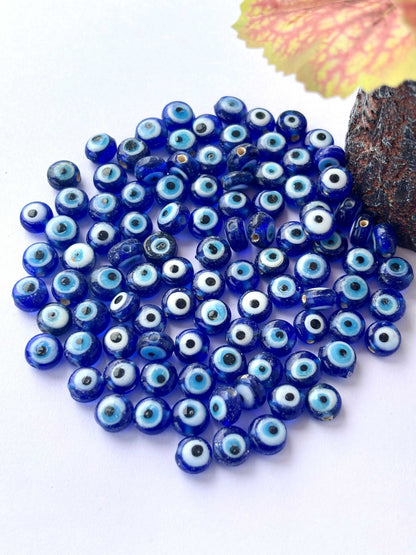 Cobalt Blue Glass Evil Eye Beads