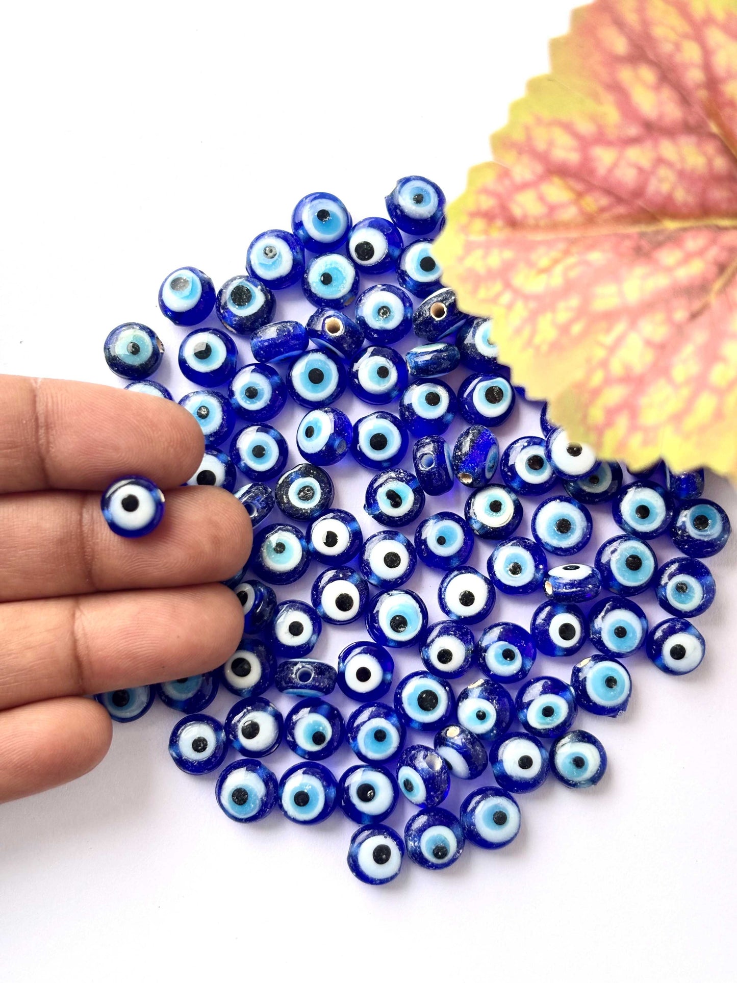 Cobalt Blue Glass Evil Eye Beads