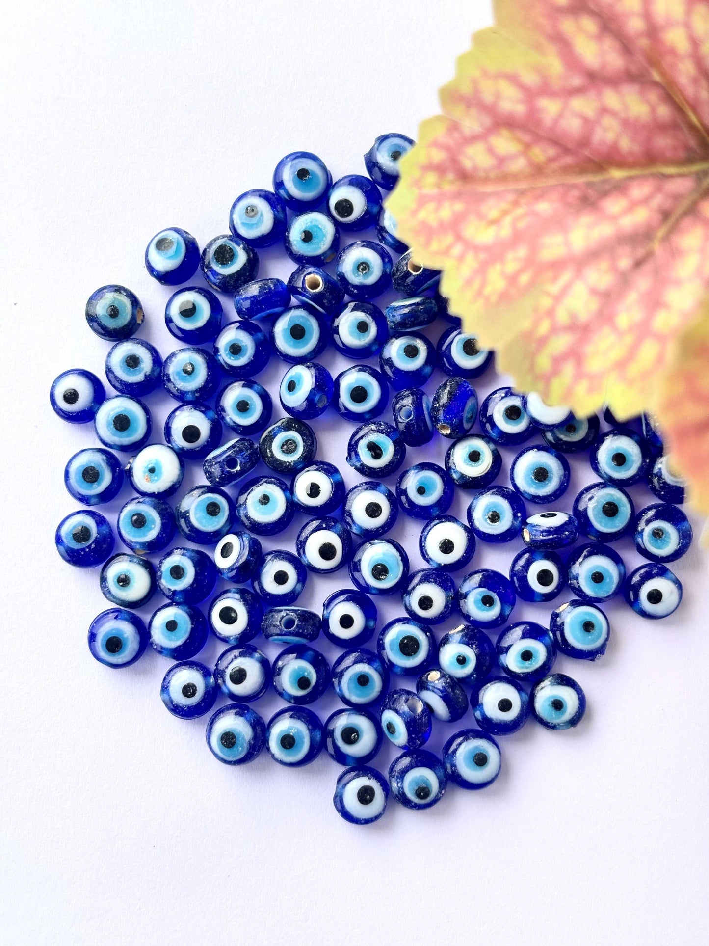 Cobalt Blue Glass Evil Eye Beads