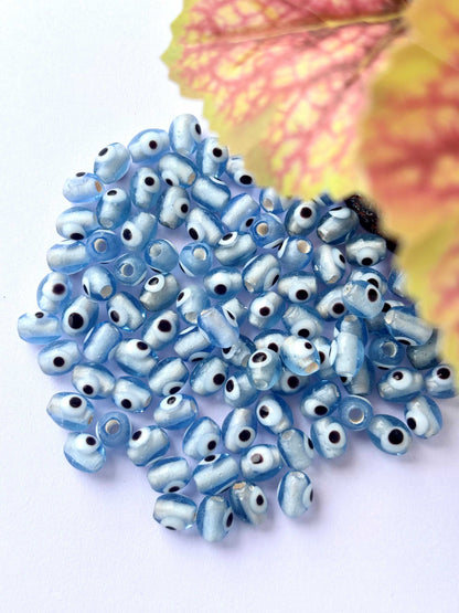 Light Blue Glass Evil Eye Beads