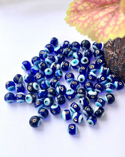 Royal Blue Glass Evil Eye Beads