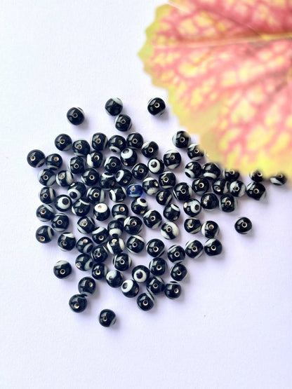 Small Black Round Glass Evil Eye Beads