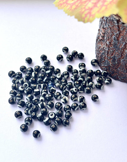 Small Black Round Glass Evil Eye Beads