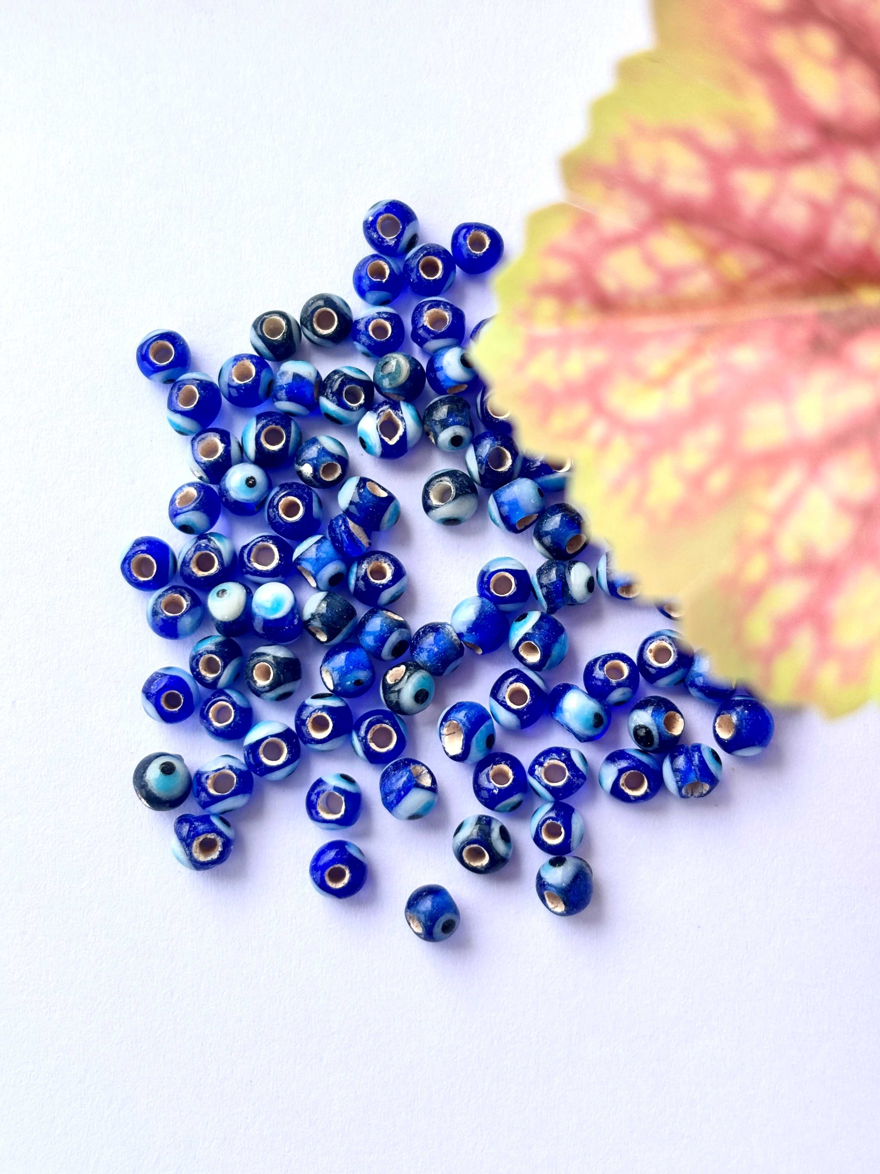 Metallic Blue Evil Eye Large Hole Beads