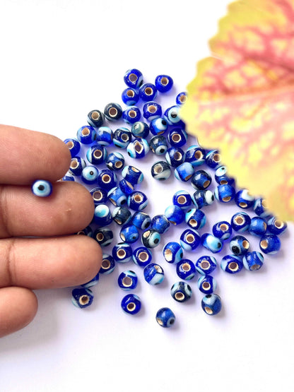 Metallic Blue Evil Eye Large Hole Beads