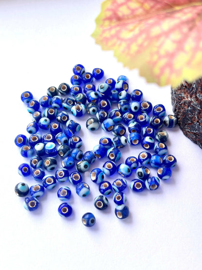 Metallic Blue Evil Eye Large Hole Beads