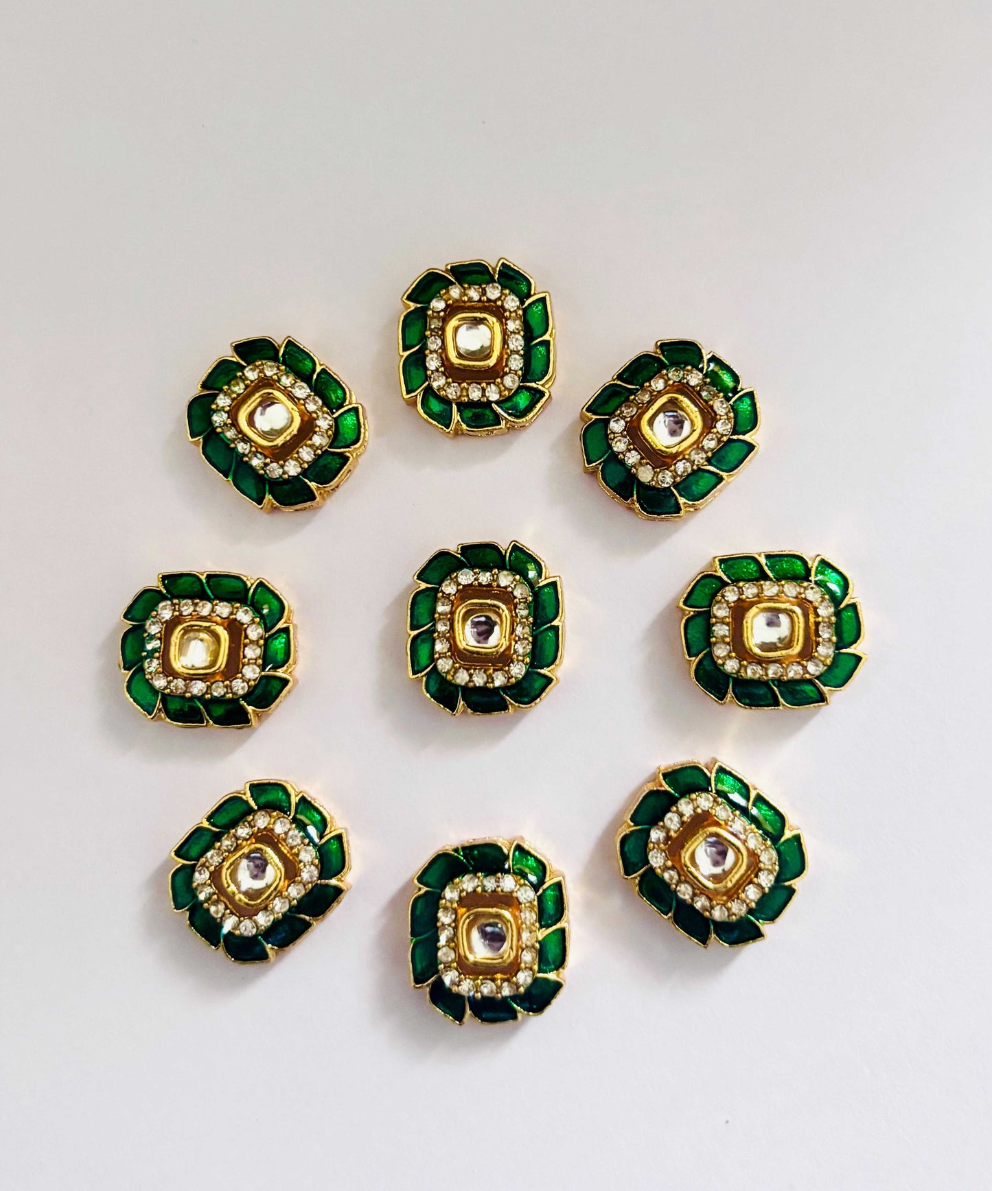 Bottle Green Meenakari Kundans