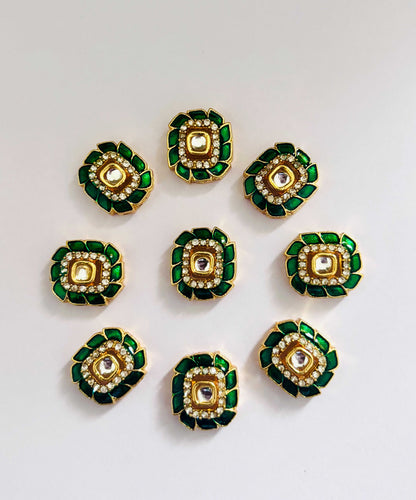 Bottle Green Meenakari Kundans