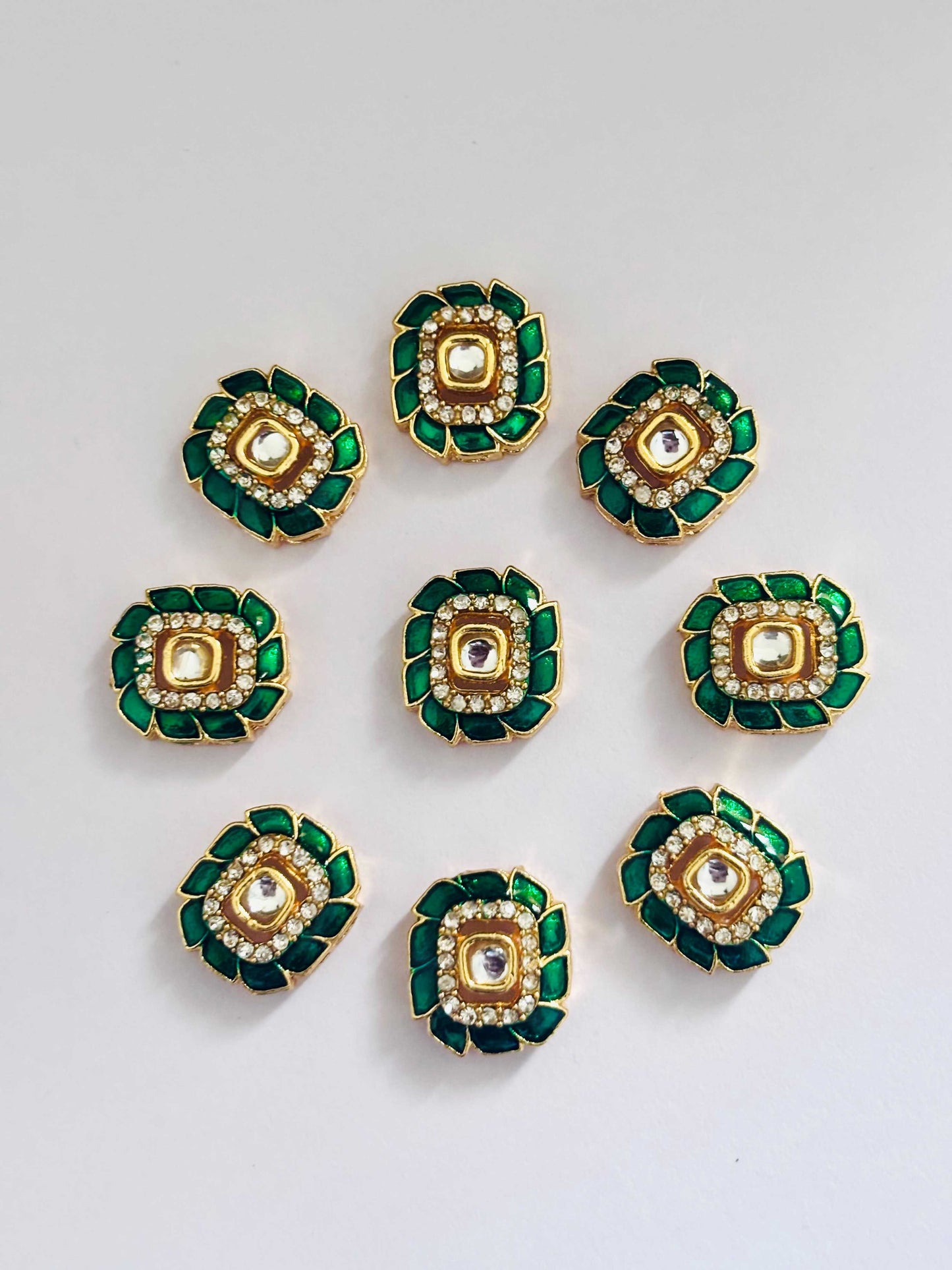 Bottle Green Meenakari Kundans