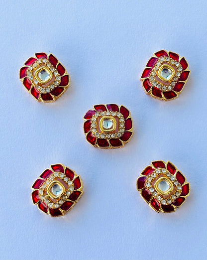 Red Meenakari Kundans