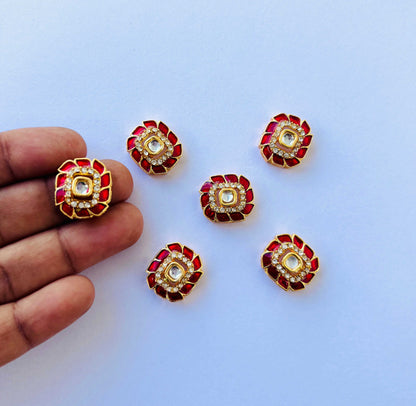 Red Meenakari Kundans