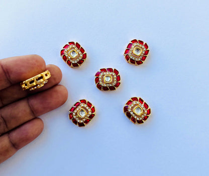Red Meenakari Kundans