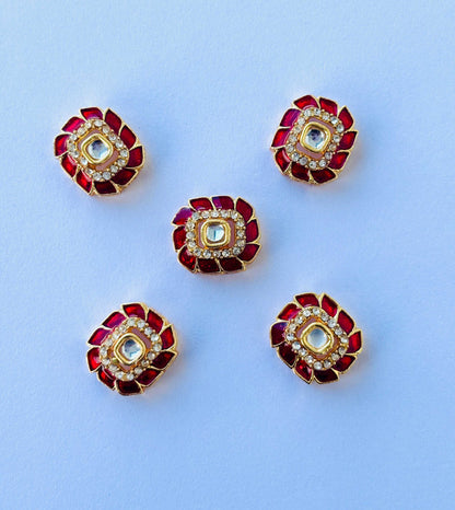 Red Meenakari Kundans