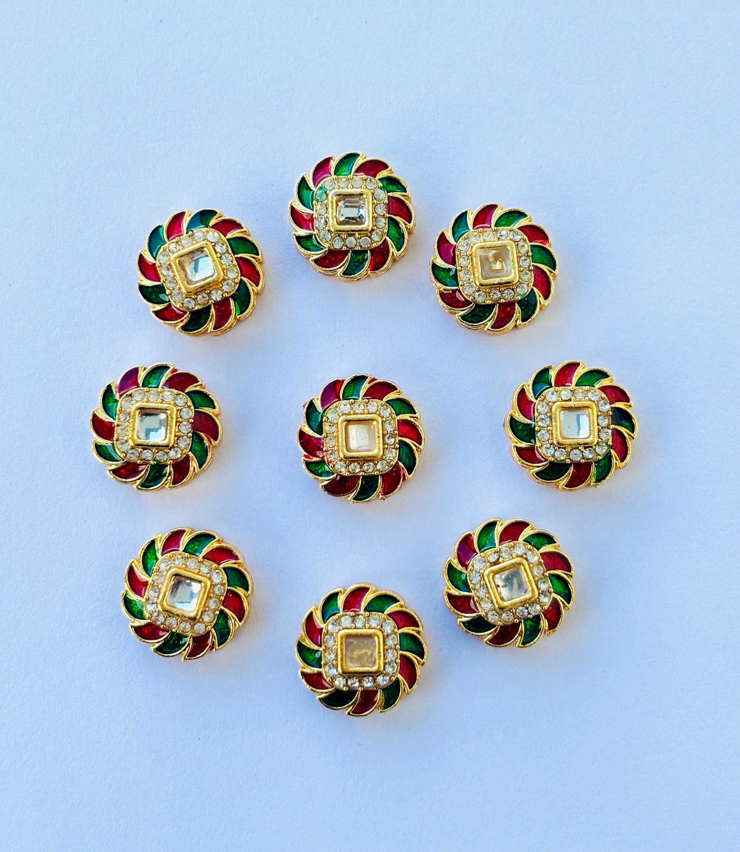 Red and Green Meenakari Kundans