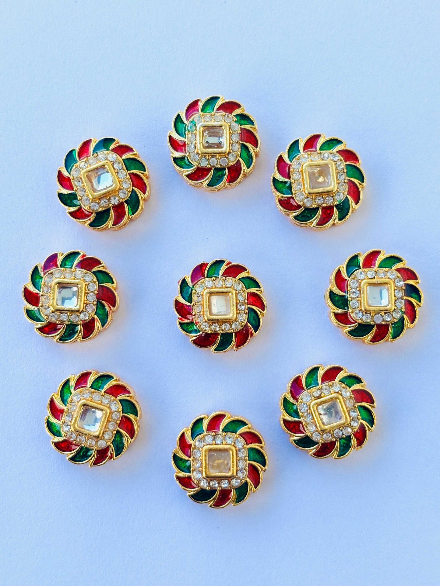 Red and Green Meenakari Kundans