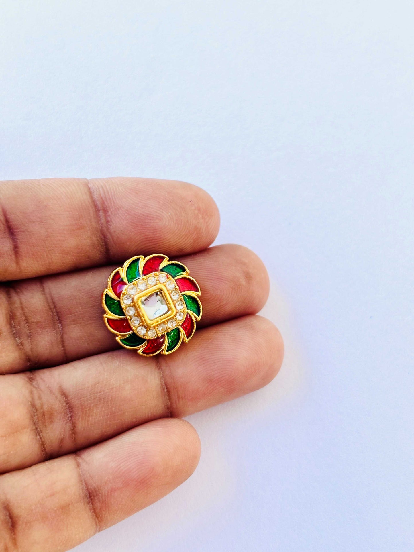 Red and Green Meenakari Kundans