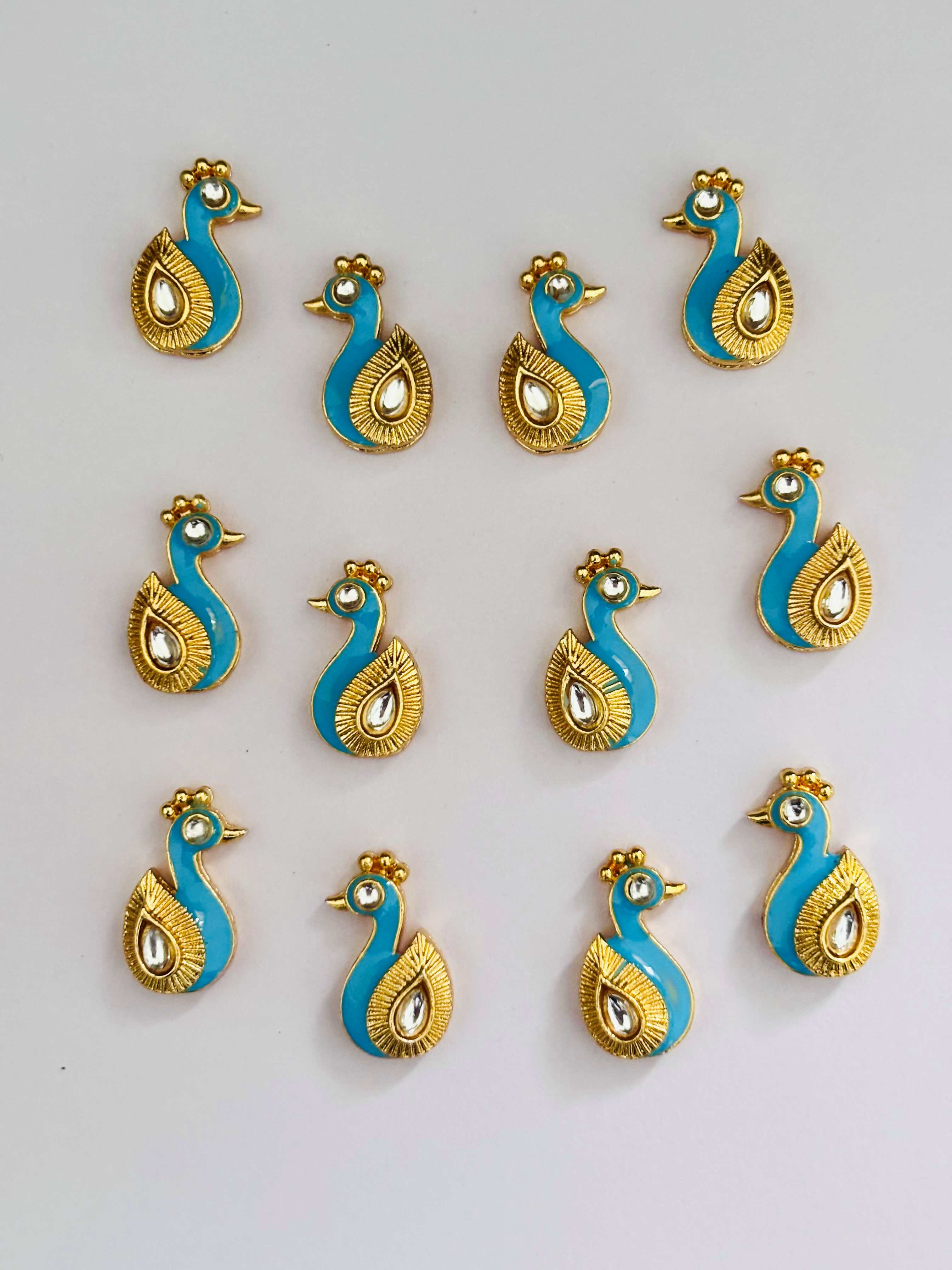 Blue Peacock Meenakari Kundans