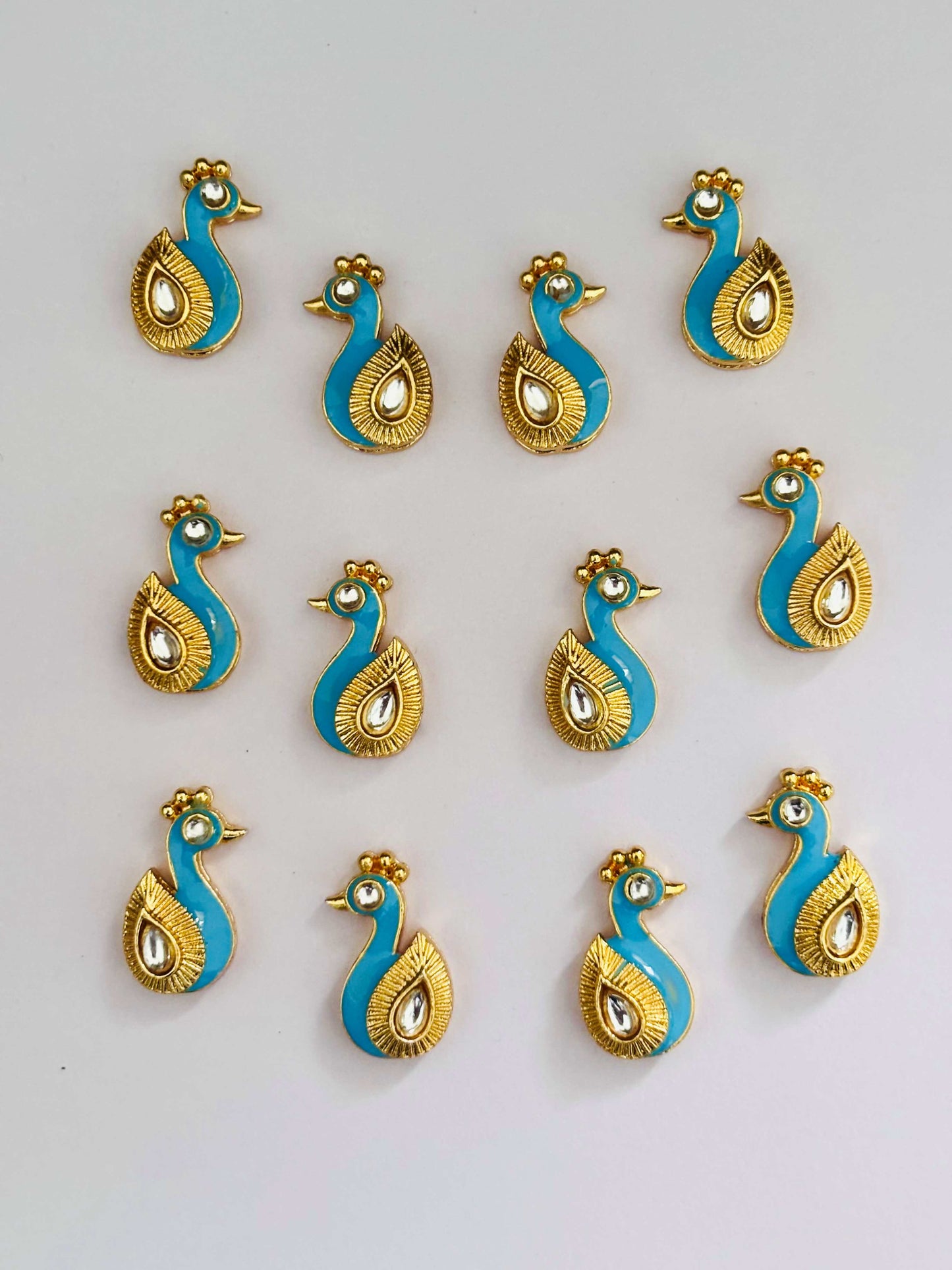 Blue Peacock Meenakari Kundans