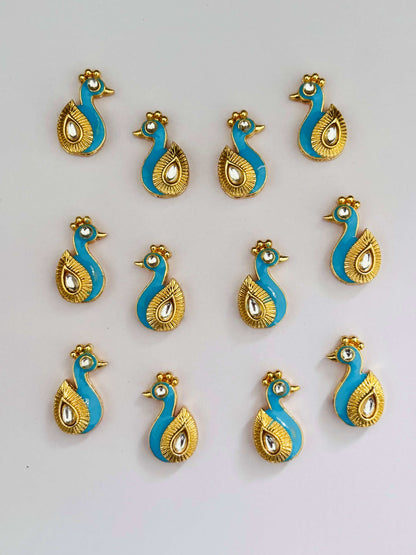 Blue Peacock Meenakari Kundans